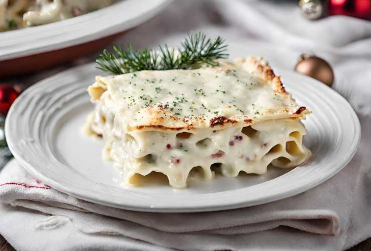 Lasagne con frutta secca e formaggio
