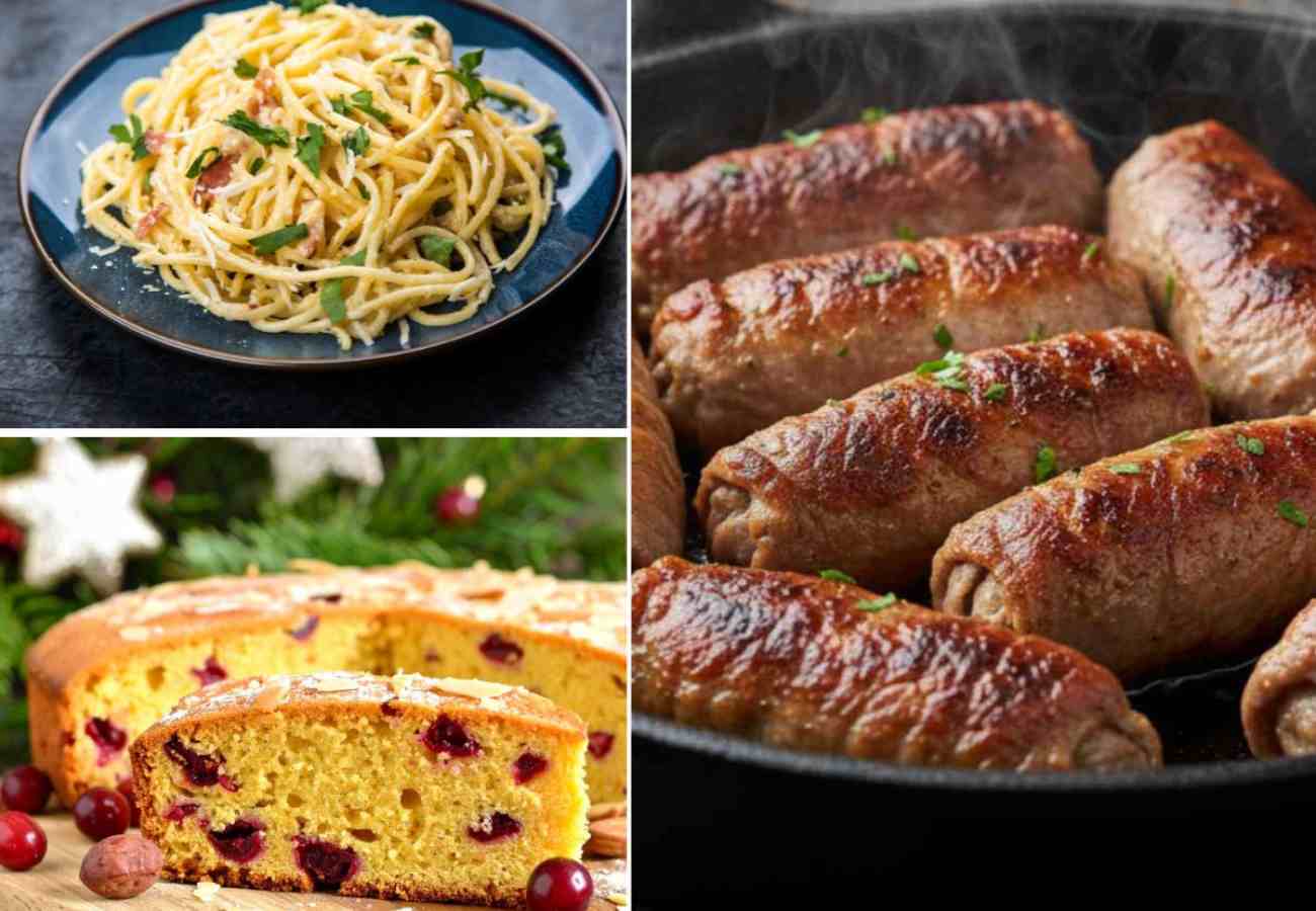 involtini, spaghetti e torta