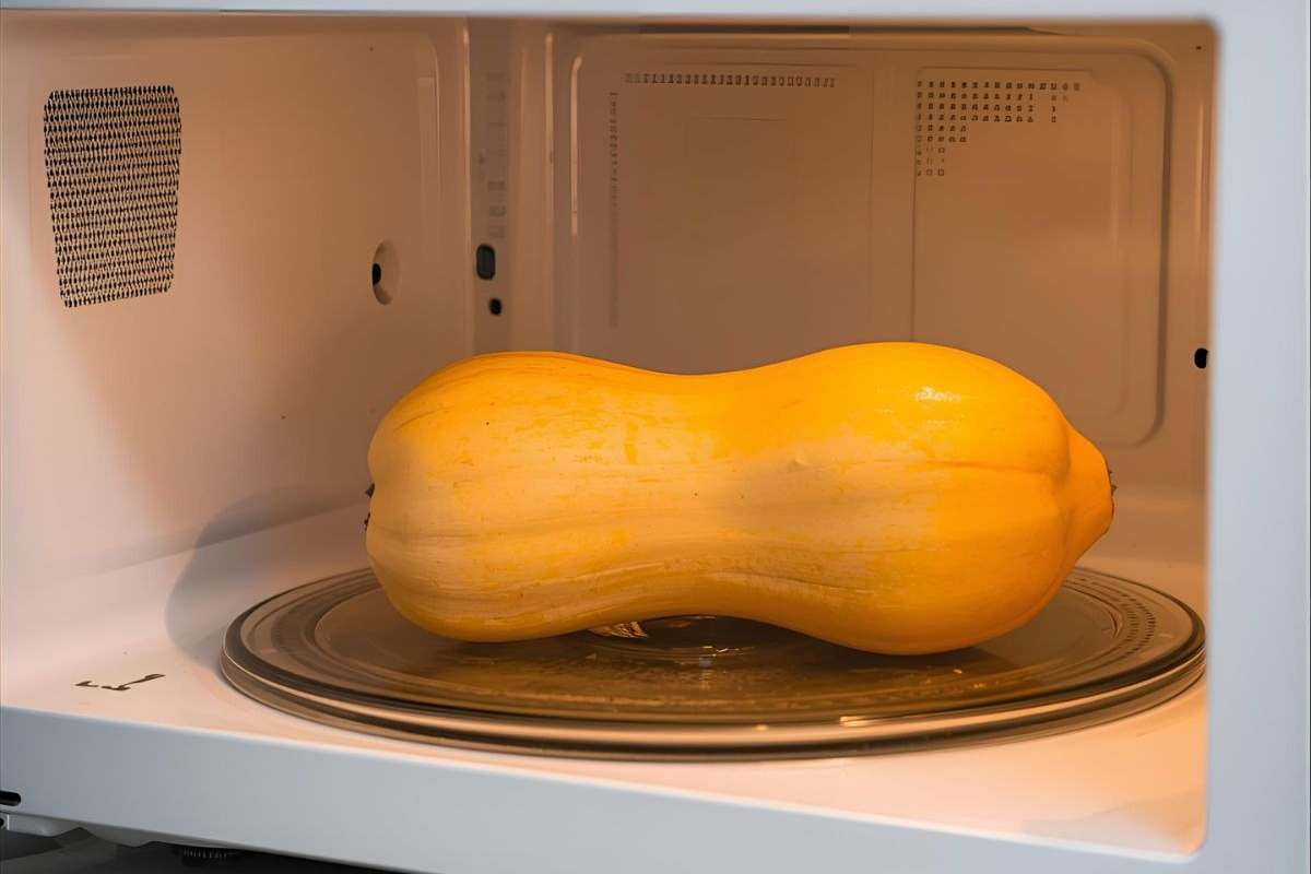 zucca butternut in un forno a microonde